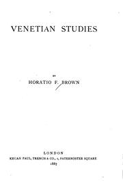 Cover of: Venetian studies by Horatio F. Brown