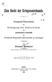 Zum recht der kriegscontrebande .. by Hermann Hartmeyer