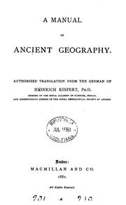 Cover of: A manual of ancient geography.