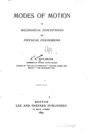 Cover of: Modes of motion: or, Mechanical conceptions of physical phenomena.
