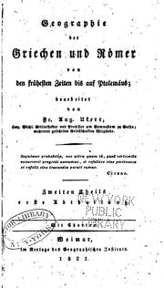 Cover of: Geographie der Griechen und Ro̊mer von den frůhesten zeiten bis auf Ptolemåus