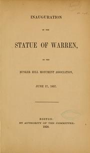 Cover of: Inauguration of the statue of Warren