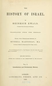 Cover of: The history of Israel. by Heinrich Ewald