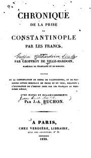 Cover of: Chronique de la prise de Constantinople par les Francs by Geoffroi de Villehardouin