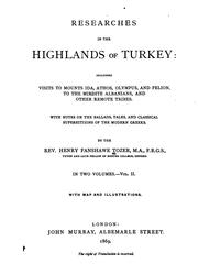 Cover of: Researches in the highlands of Turkey by Tozer, Henry Fanshawe