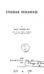 Etruscan Researches by Isaac Taylor