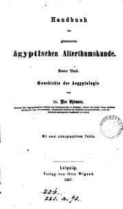 Cover of: Handbuch der gesammten ägyptischen alterthumskunde ...