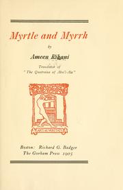 Cover of: Myrtle and myrrh: [poems]