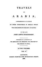 Cover of: Travels in Arabia by John Lewis Burckhardt