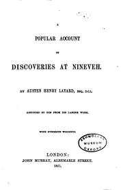 Cover of: A popular account of discoveries at Nineveh. by Austen Henry Layard