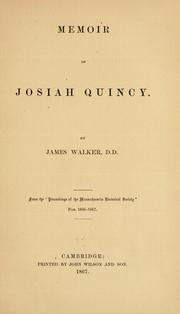 Cover of: Memoir of Josiah Quincy.