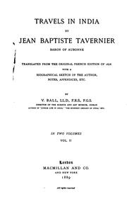 Cover of: Travels in India by Jean Baptiste Tavernier, baron d'Aubonne