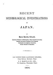 Cover of: Recent seismological investigations in Japan.