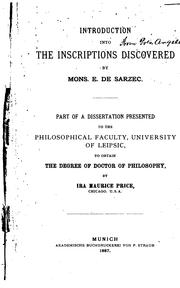 Cover of: Introduction into the inscriptions discovered by Mons. E. de Sarzec ... by Ira Maurice Price