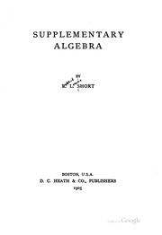 Cover of: Supplementary algebra