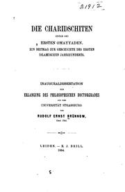 Cover of: Die Charidschiten unter den ersten Omayyaden.: Ein beitrag zur geschichte des ersten islamischen jahrhunderts...