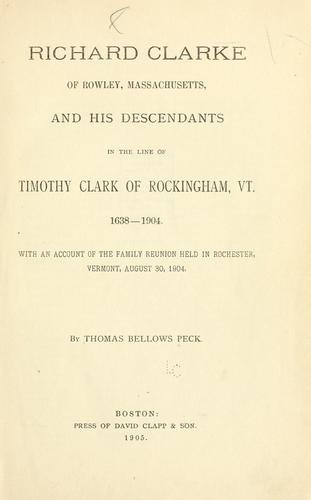 Richard Clarke of Rowley, Massachusetts by Thomas Bellows Peck