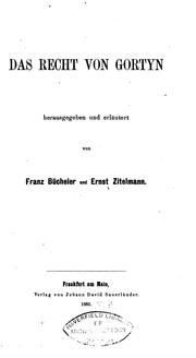Cover of: Das recht von Gortyn by Franz Bücheler