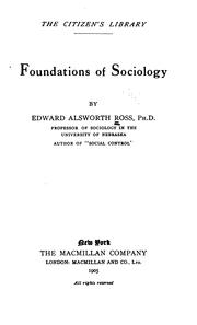 Cover of: Foundations of sociology by Edward Alsworth Ross