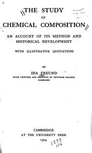 Cover of: The study of chemical composition. by Freund, Ida.