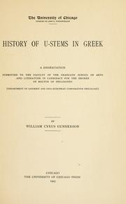 Cover of: History of u-stems in Greek. | William Cyrus Gunnerson