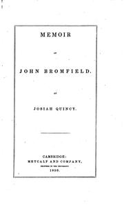 Cover of: Memoir of John Bromfield