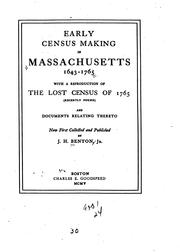 Cover of: Early census making in Massachusetts, 1643-1765 | Josiah H. Benton