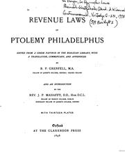 Cover of: Revenue laws of Ptolemy Philadelphus | Ptolemy II Philadelphus King of Egypt.
