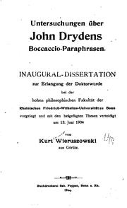 Cover of: Untersuchungen über John Drydens Boccaccio-paraphrasen