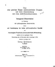 Über eine gewisse klasse continuierlicher gruppen und ihren zusammenhang mit den additionstheoremen .. by Georg Bohlmann
