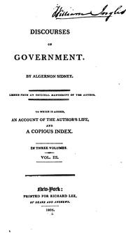 Cover of: Discourses on government. by Sidney, Algernon