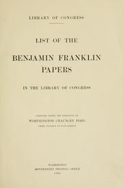 Cover of: List of the Benjamin Franklin papers in the Library of Congress