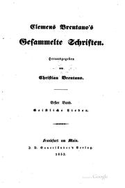 Cover of: Clemens Brentano's gesammelte schriften.