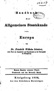 Cover of: Handbuch der allgemeinen Staatskunde von Europa by Schubert, Friedr. Wilh.