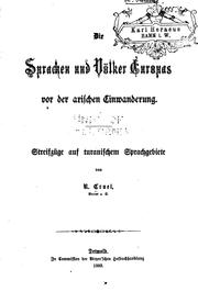 Cover of: Die sprachen und volker Europas vor der arischen einwanderung.: Streifzüge auf turanischem sprachgebiete