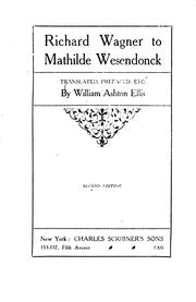 Cover of: Richard Wagner to Mathilde Wesendonck by Richard Wagner