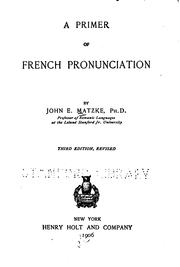 Cover of: A primer of French pronunciation