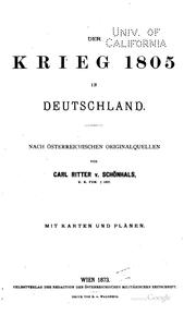 Cover of: Der Krieg 1805 in Deutschland.