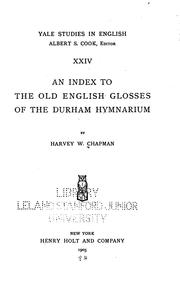 Cover of: An index to the Old English glosses of the Durham hymnarium by Harvey W. Chapman