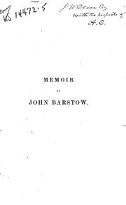 Cover of: A brief memoir of John Barstow, of Providence, R.I.