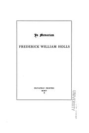 Cover of: In memoriam: Frederick William Holls.