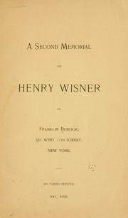 Cover of: A second memorial of Henry Wisner