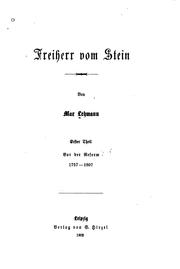 Cover of: Freiherr vom Stein by Lehmann, Max