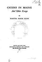 Cicero in Maine, and other essays by Martha Baker Dunn