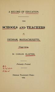 Cover of: A record of education by Carlos Slafter