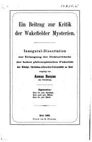 Cover of: Ein Beitrag zur Kritik der Wakefielder Mysterien ... by Asmus Bunzen