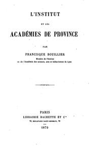 Cover of: L' Institut et les académies de province