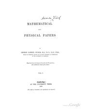 Cover of Mathematical and physical papers