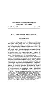 Cover of: Hiatus in Greek melic poetry by Edward Bull Clapp