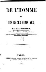 Cover of: De l'homme et des races humaines